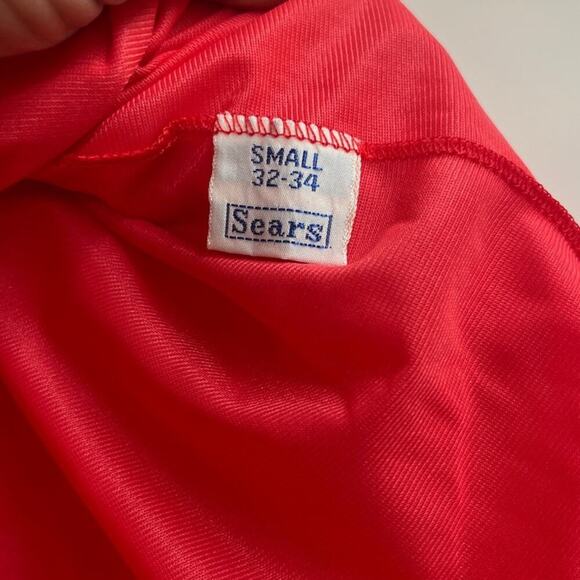 Vintage Sears Red Slip Dress Size Small Ruffle Center Line and Hem 80s 90s Y2K - Picture 3 of 5